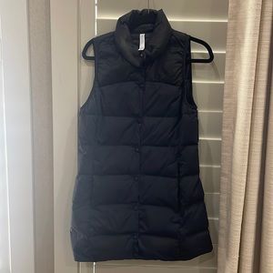 Black, long, puffy vest by lululemon
